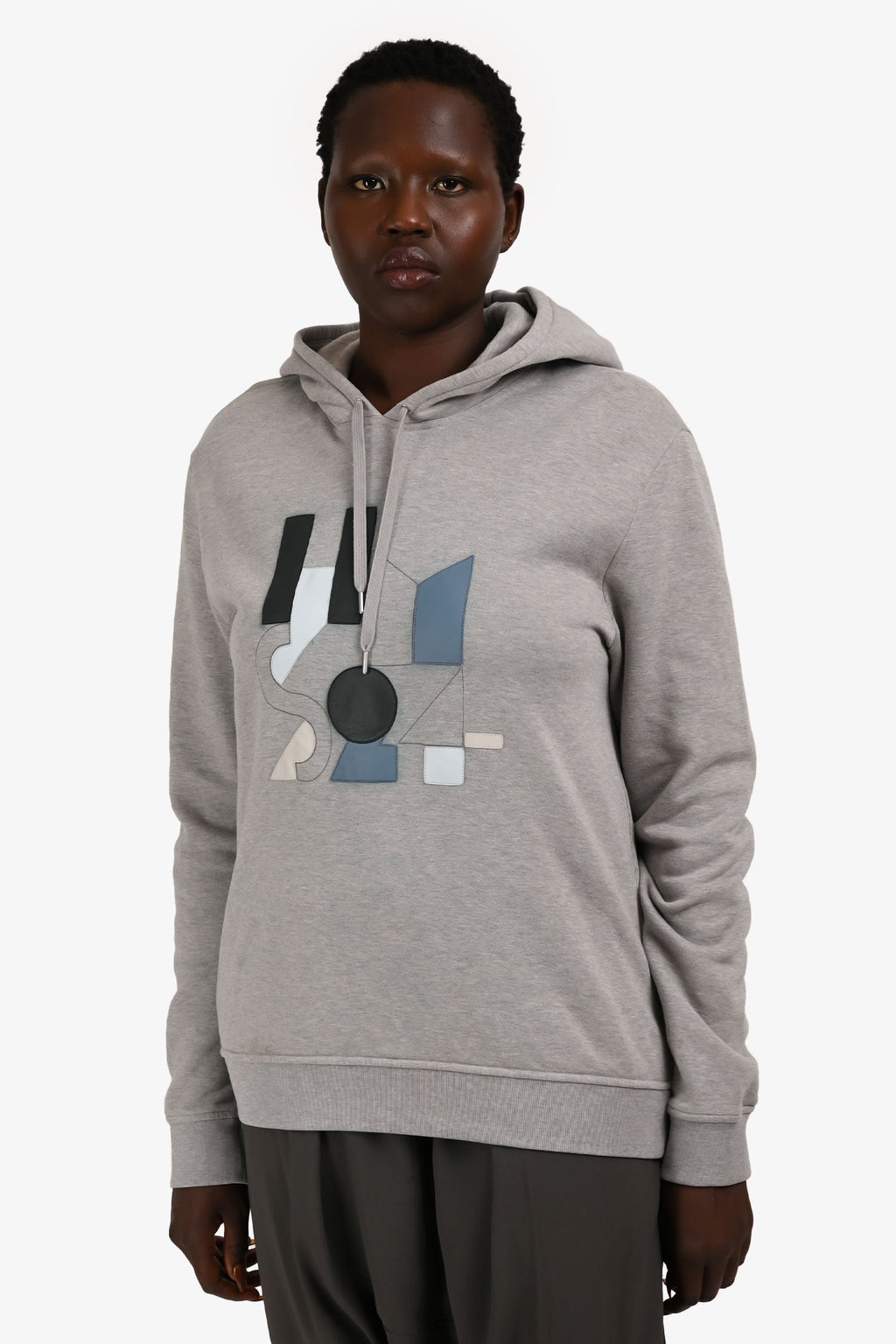 Hermès Grey Cotton Embroidered Hoodie Size L