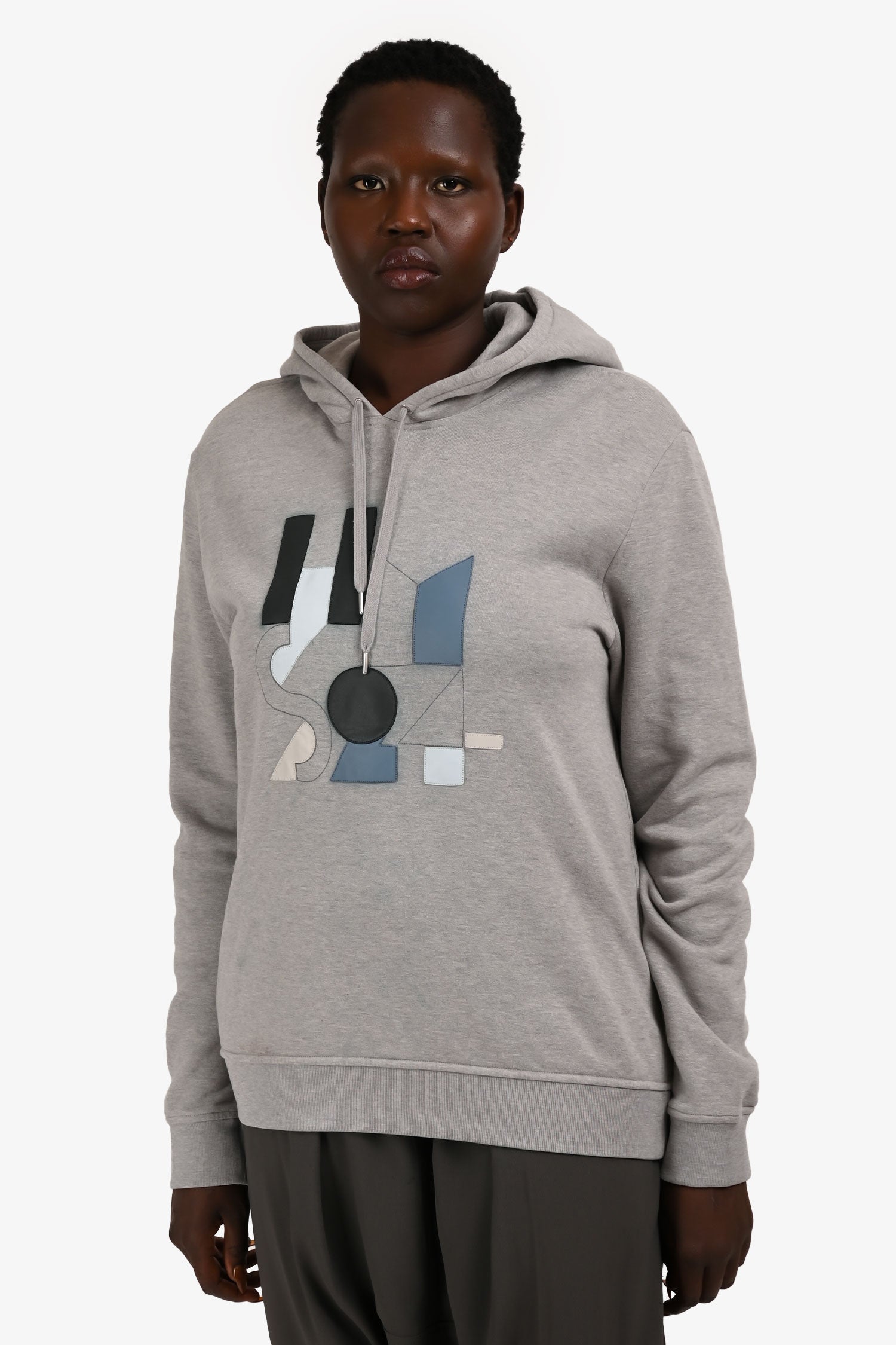 Hermès Grey Cotton Embroidered Hoodie Size L