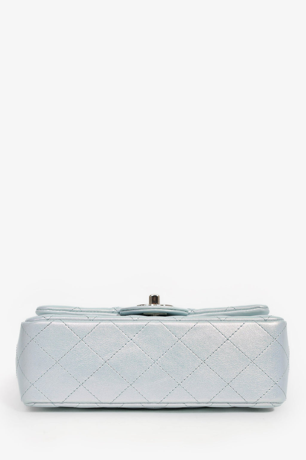 Pre-Loved Chanel™ 2024 Blue Iridescent Lambskin Mini Rectangle Flap Bag