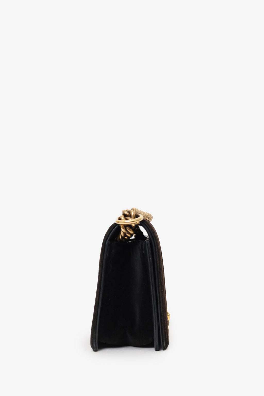 Pre-Loved Chanel™ 2017 Black/Brown Velvet Medium Chevron Boy Bag