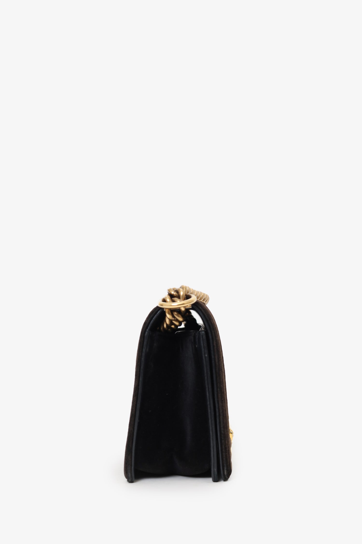 Pre-Loved Chanel™ 2017 Black/Brown Velvet Medium Chevron Boy Bag