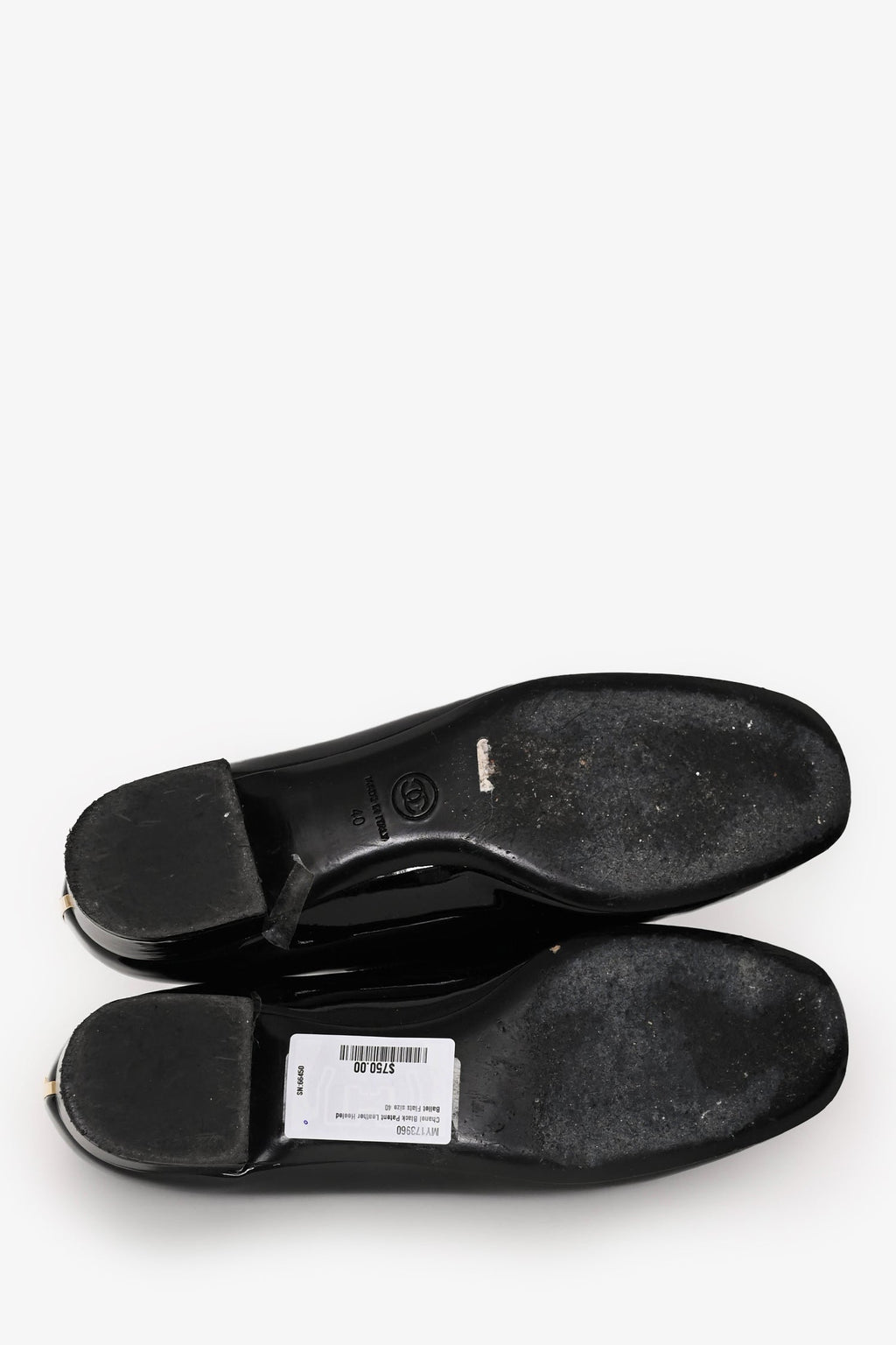 Pre-Loved Chanel™ Black Patent Leather Heeled Ballet Flats Size 40