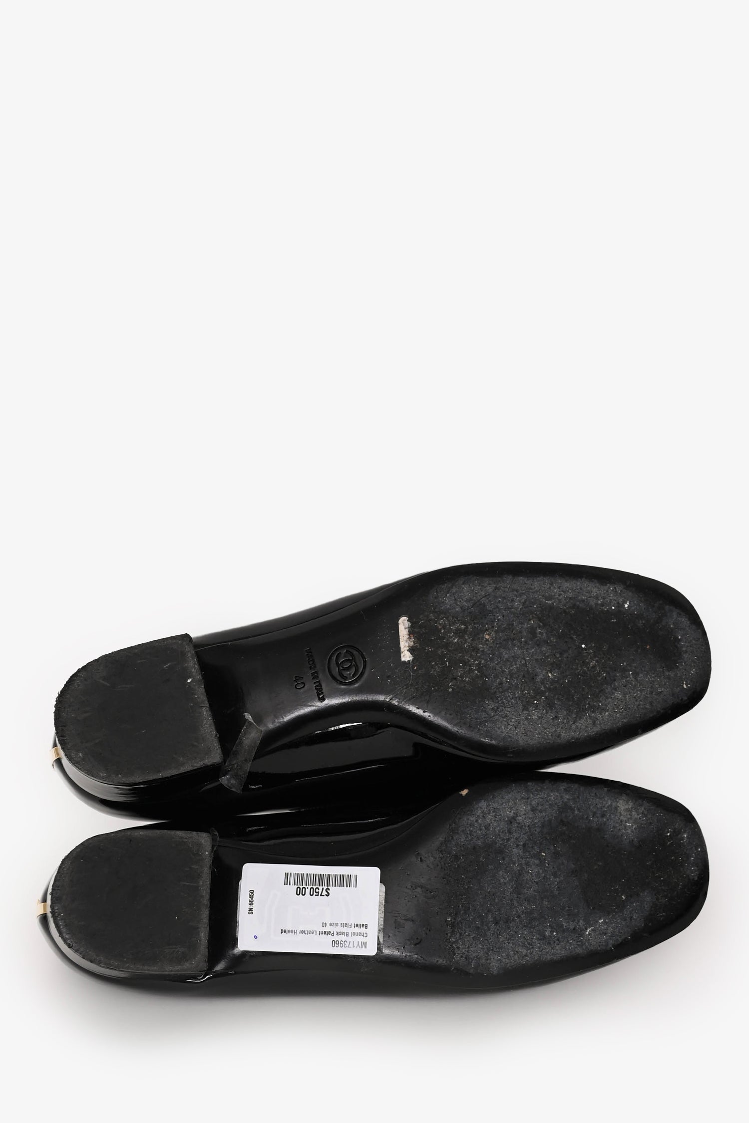 Pre-Loved Chanel™ Black Patent Leather Heeled Ballet Flats Size 40