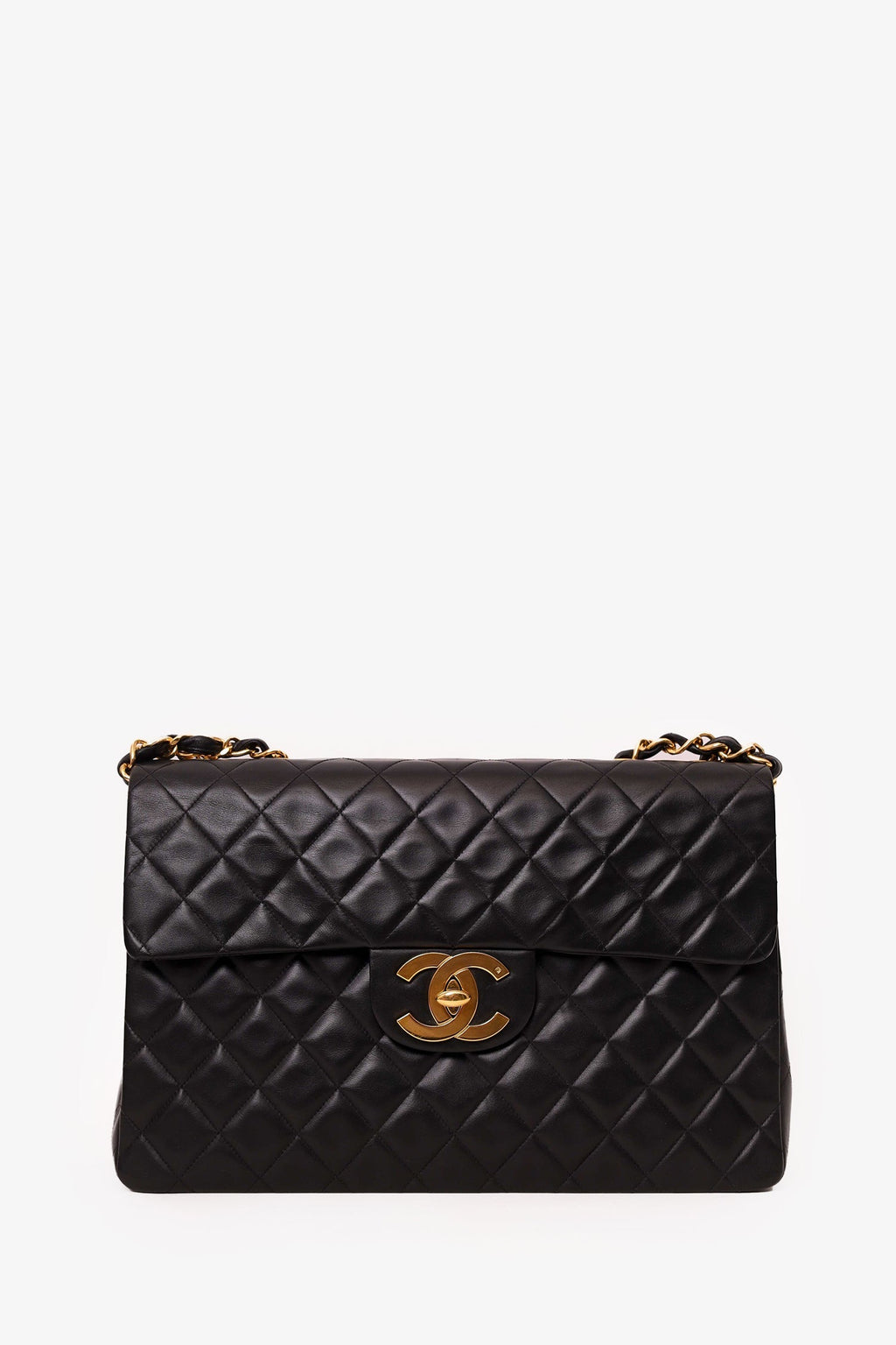 Pre-Loved Chanel™ 1994-96 Black Quilted Lambskin Jumbo XL Maxi Flap Bag
