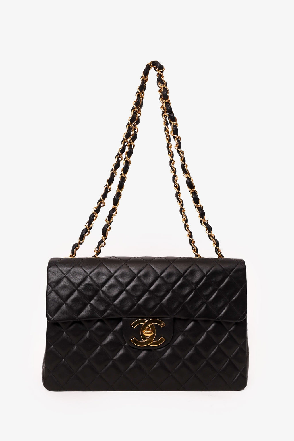 Pre-Loved Chanel™ 1994-96 Black Quilted Lambskin Jumbo XL Maxi Flap Bag