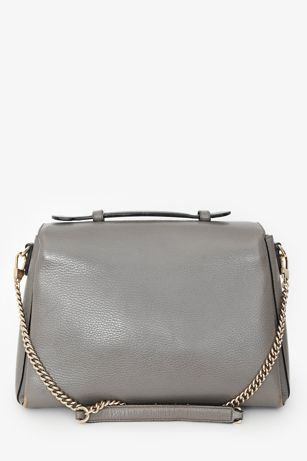 Gucci Grey Calfskin Interlocking G Dollar Large Top Handle Shoulder Bag (As Is)