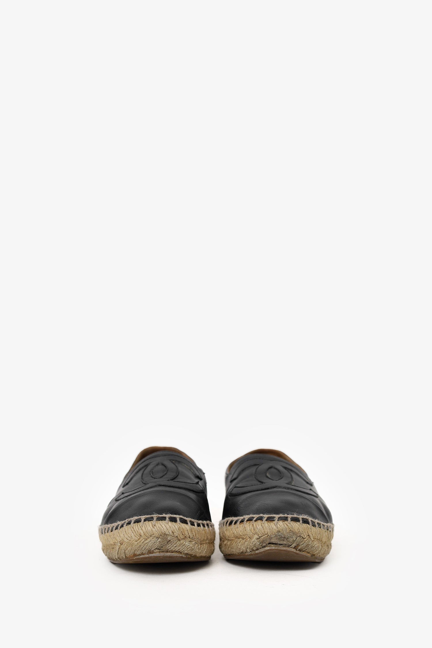 Pre-Loved Chanel Black Lambskin Espadrilles Size 36