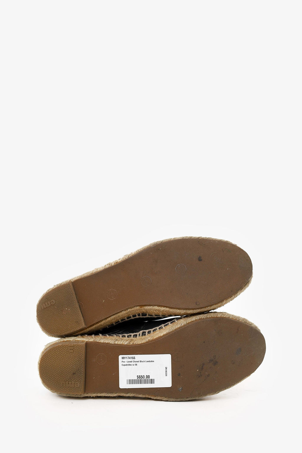 Pre-Loved Chanel Black Lambskin Espadrilles Size 36