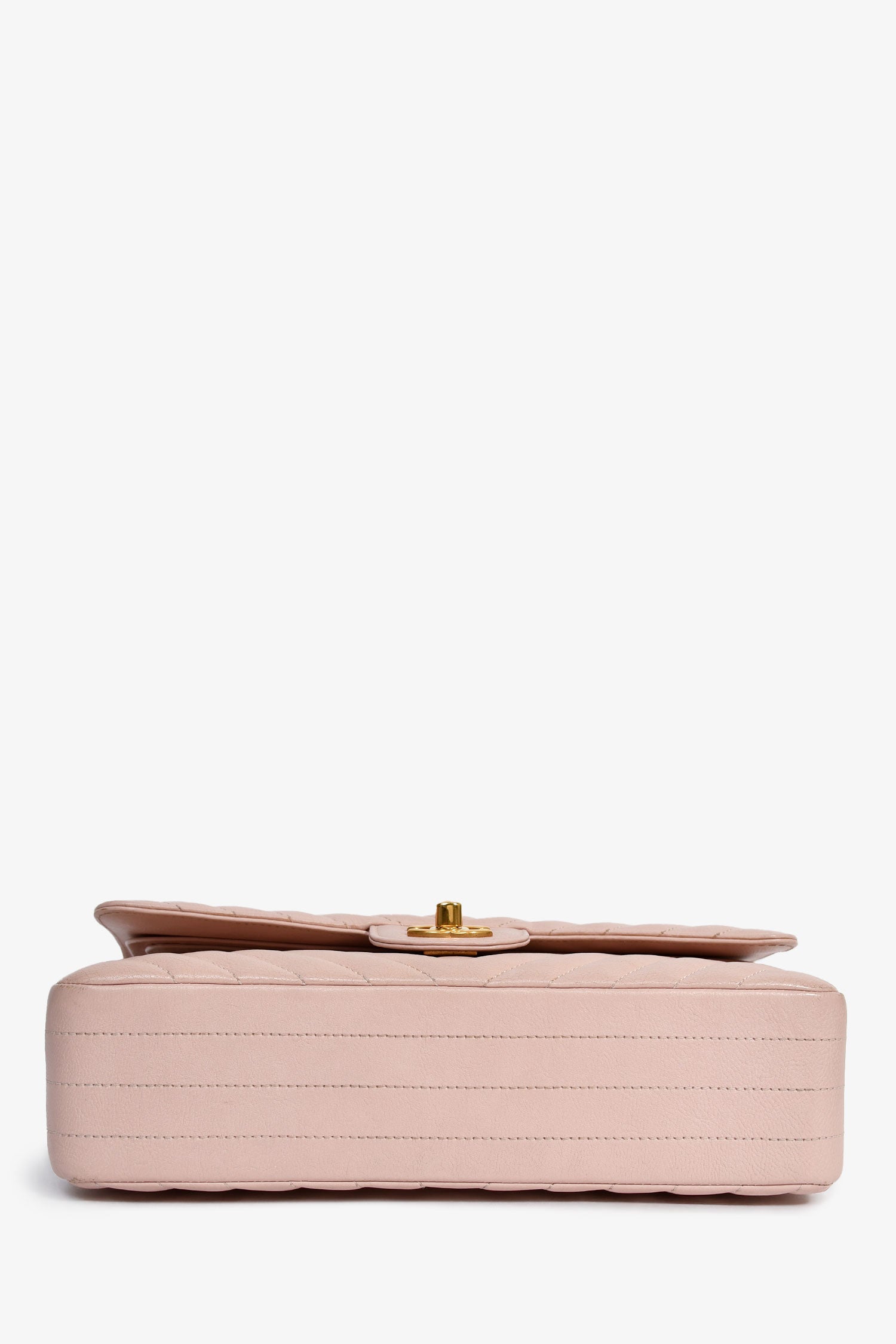 Pre-Loved Chanel™ 2016-17 Pink Calfskin Chevron Medium Double Flap Shoulder Bag
