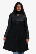 Louis Vuitton Black Quilted Nylon/Fabric Gold Metal Twist Coat Size 36