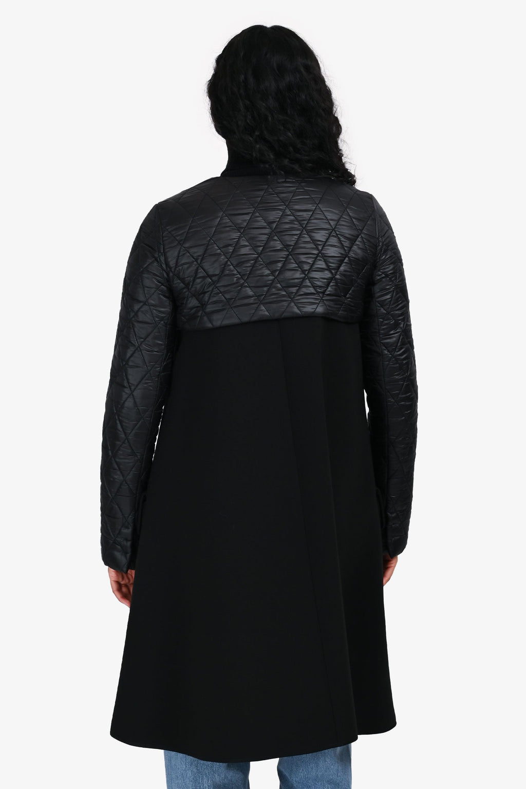 Louis Vuitton Black Quilted Nylon/Fabric Gold Metal Twist Coat Size 36