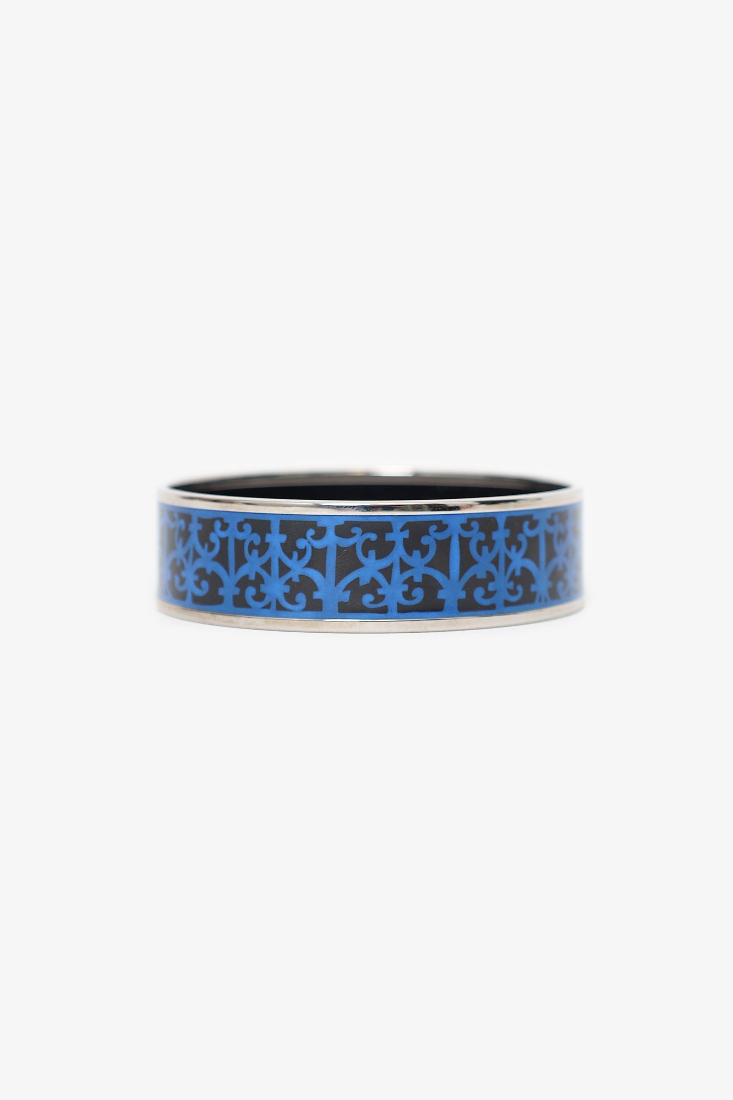 Hermès Blue/Black Enamel Printed Wide Balcons du Guadalquivir Bracelet