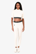 Louis Vuitton White/Black Logo Waistband Crop Top Size 38