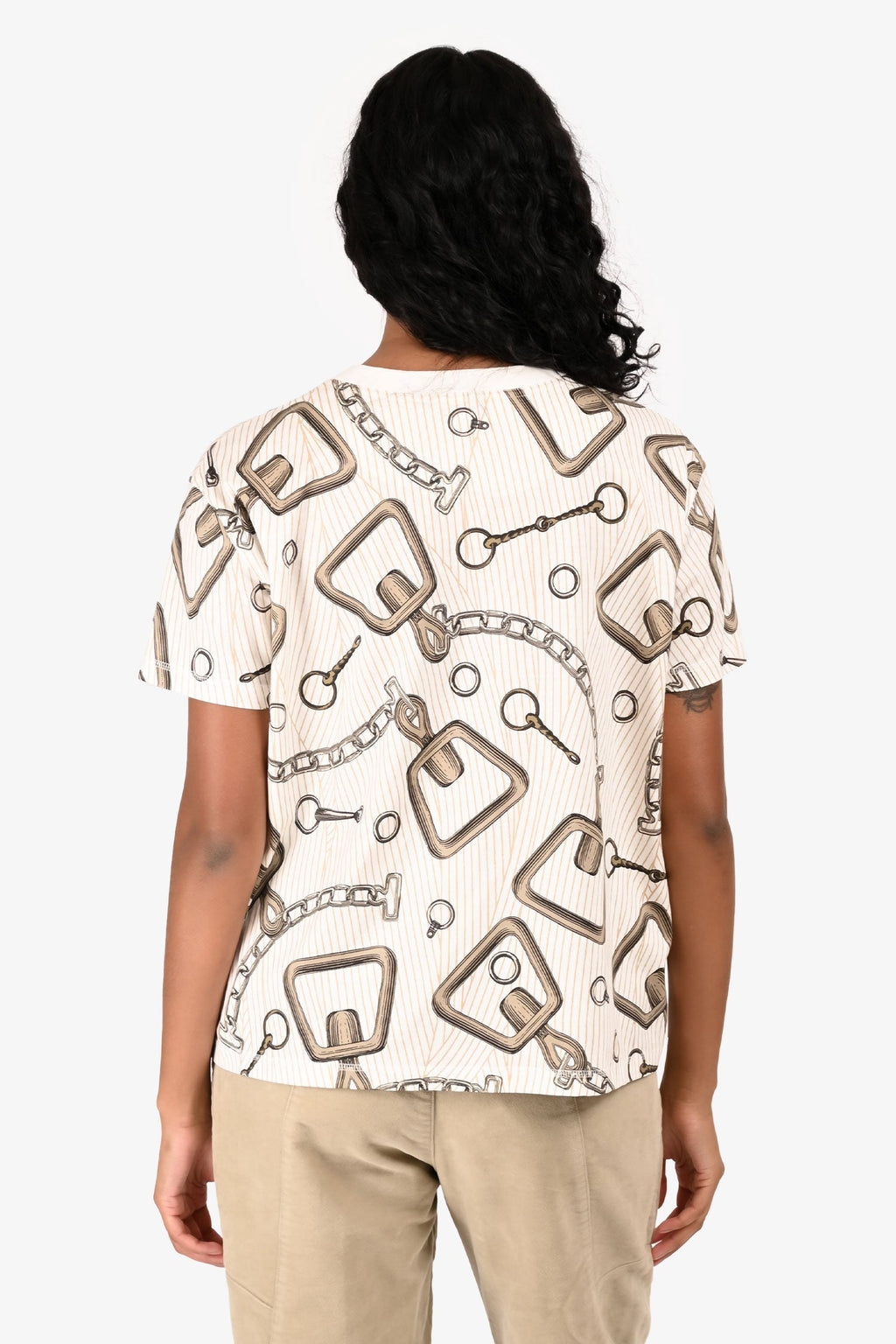 Hermès White Cotton 'L'effet Kaleidoscope' Boxy T-Shirt Size 34
