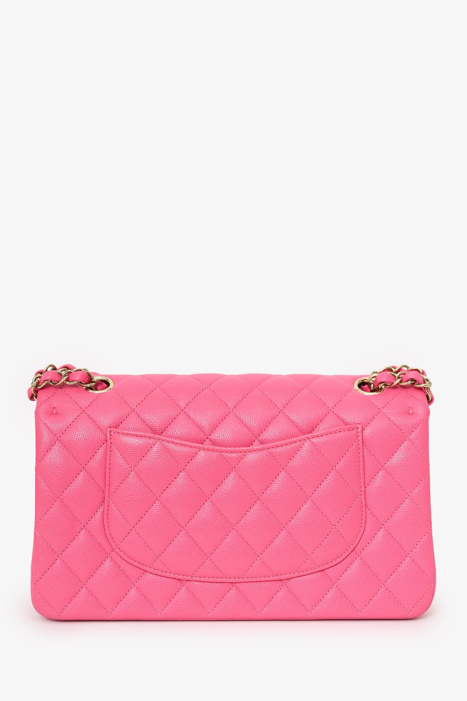 Pre-Loved Chanel™ Pink Caviar Leather Medium Classic Double Flap Shoulder Bag