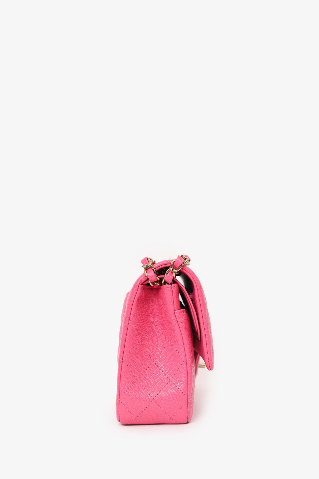 Pre-Loved Chanel™ Pink Caviar Leather Medium Classic Double Flap Shoulder Bag