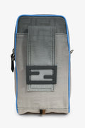 Fendi Grey Ombre Canvas Blue Trim Vertical Crossbody