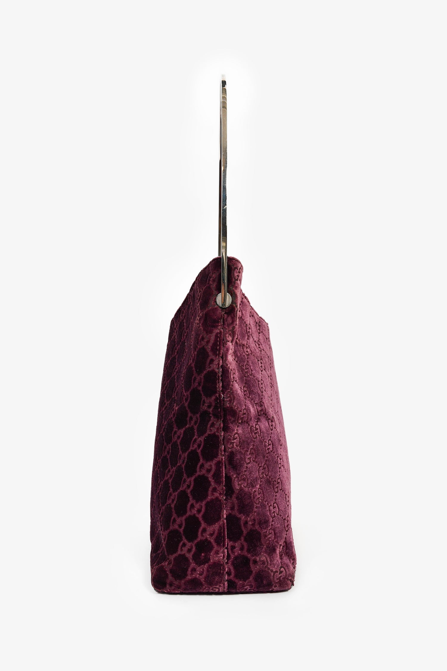 Gucci by Tom Ford 1997 Purple Velvet GG Monogram Shoulder Bag