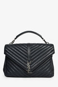 Saint Laurent 2016 Navy Leather Chevron Large Envelope Bag