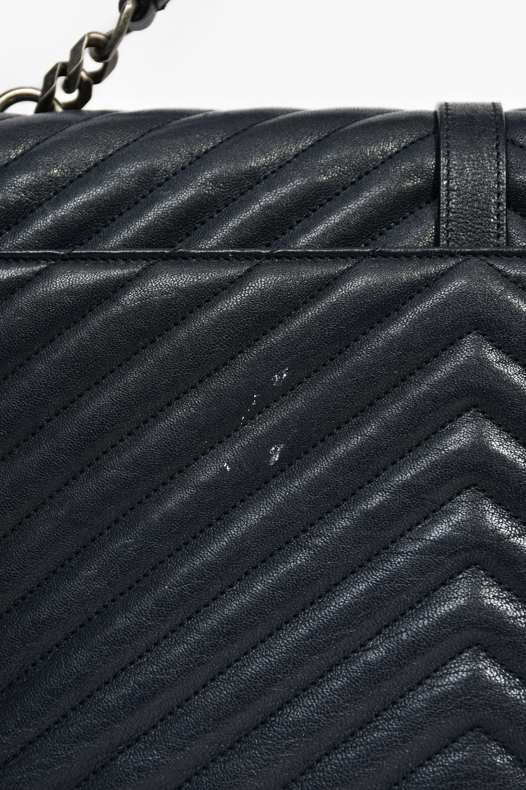 Saint Laurent 2016 Navy Leather Chevron Large Envelope Bag