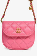 Pre-Loved Chanel™ 2019 Pink Lambskin Mini Pearl Crush Waist Bag