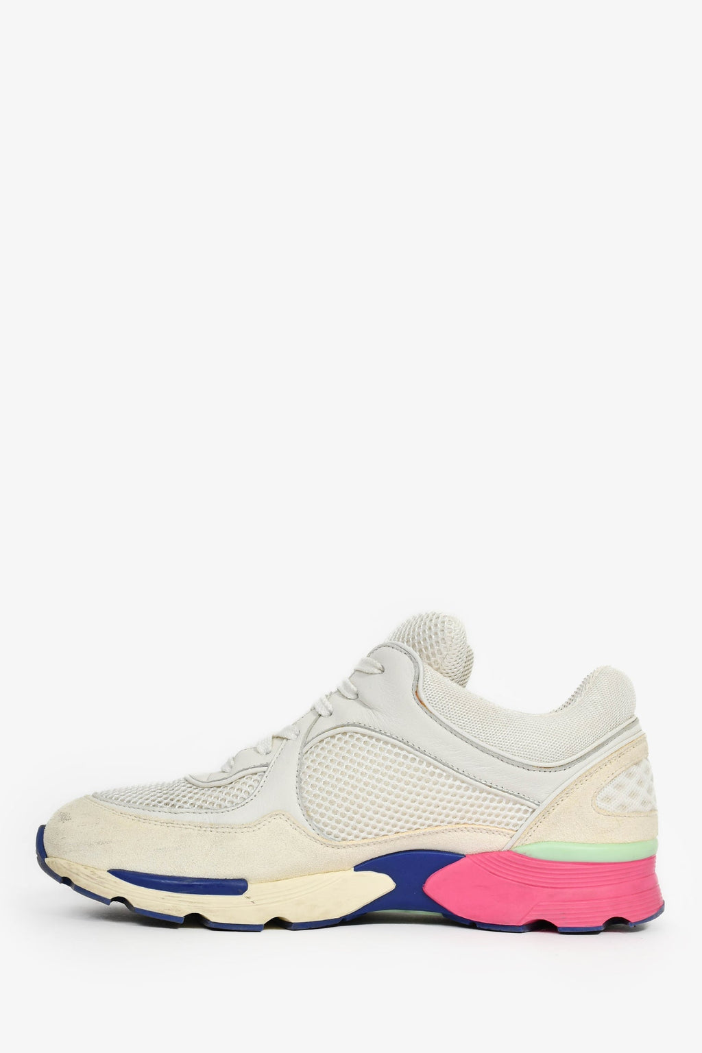 Pre-Loved Chanel™ White/Multicolour Mesh CC Logo Sneakers Size 37