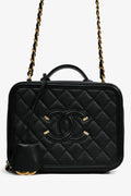 Pre-Loved Chanel™ 2018 Black Caviar Leather Filigree Medium Vanity Case Crossbody
