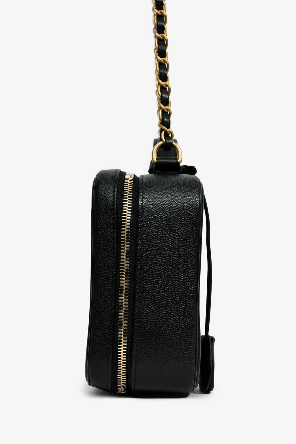 Pre-Loved Chanel™ 2018 Black Caviar Leather Filigree Medium Vanity Case Crossbody