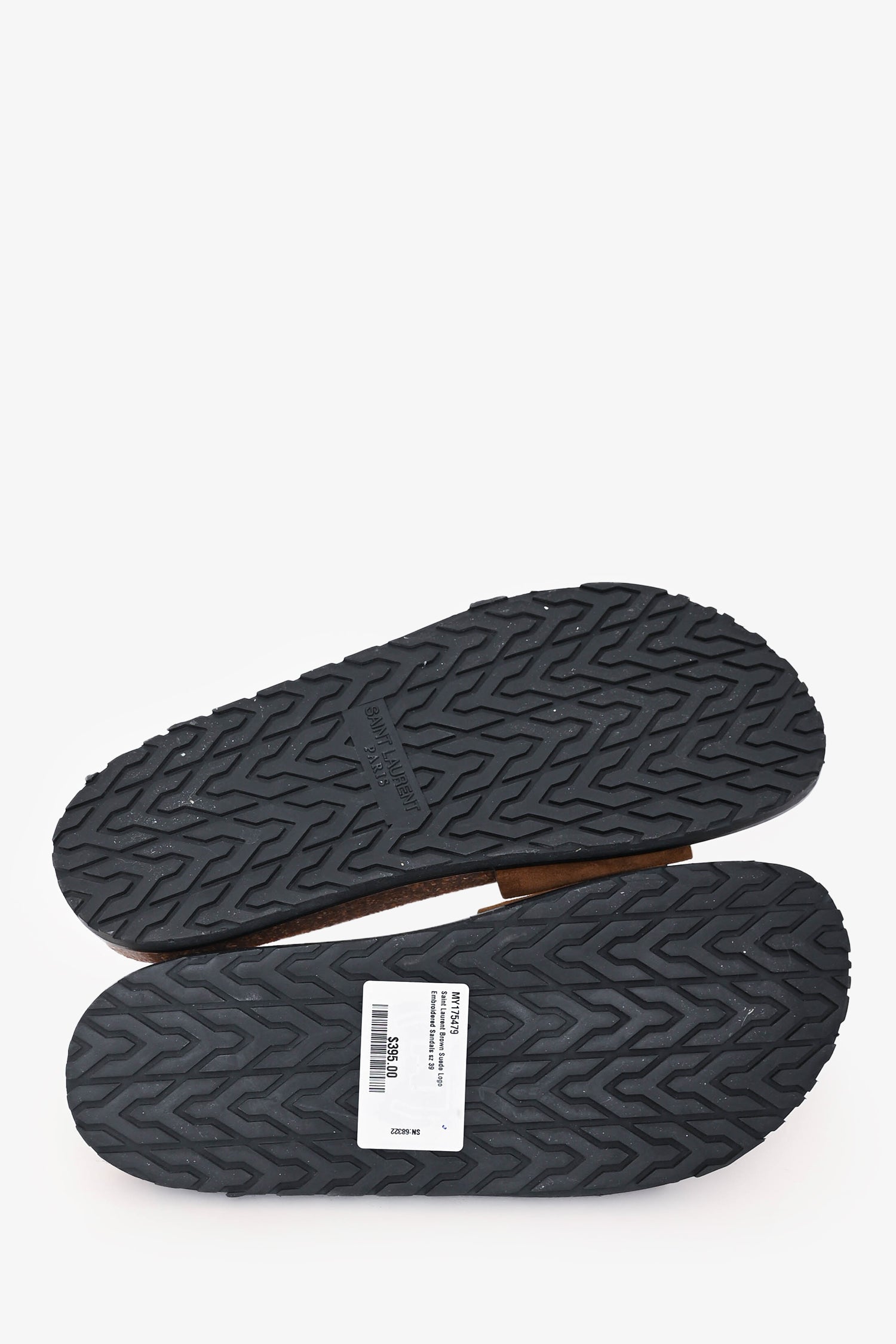 Saint Laurent Brown Suede Logo Embroidered Sandals Size 39