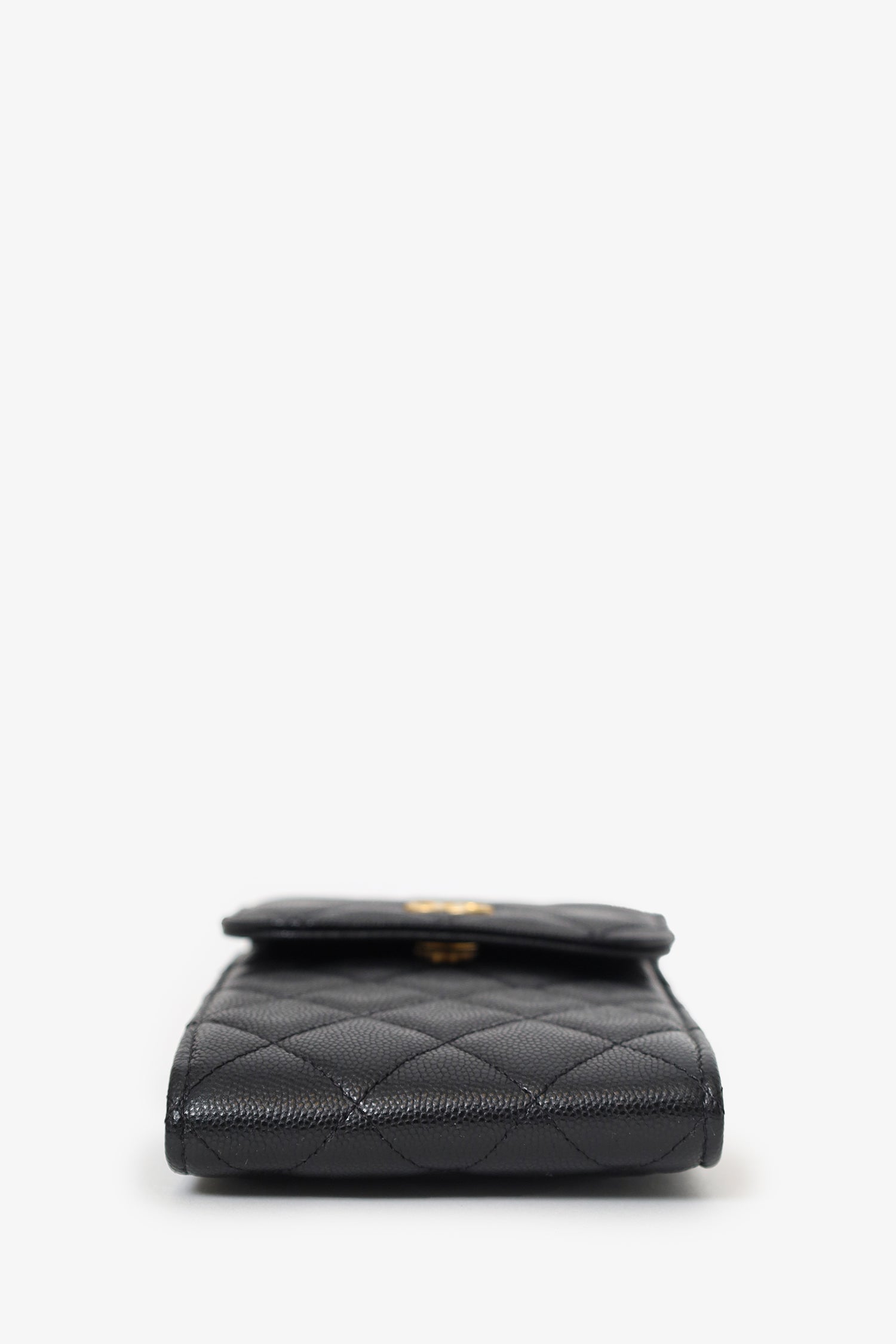 Pre-Loved Chanel™ 2023 Black Quilted Caviar Leather CC Medallion Chain Phone Bag