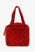 Pre-Loved Chanel™ 1996-97 Red Velvet Quilted Mini Square Tote Bag
