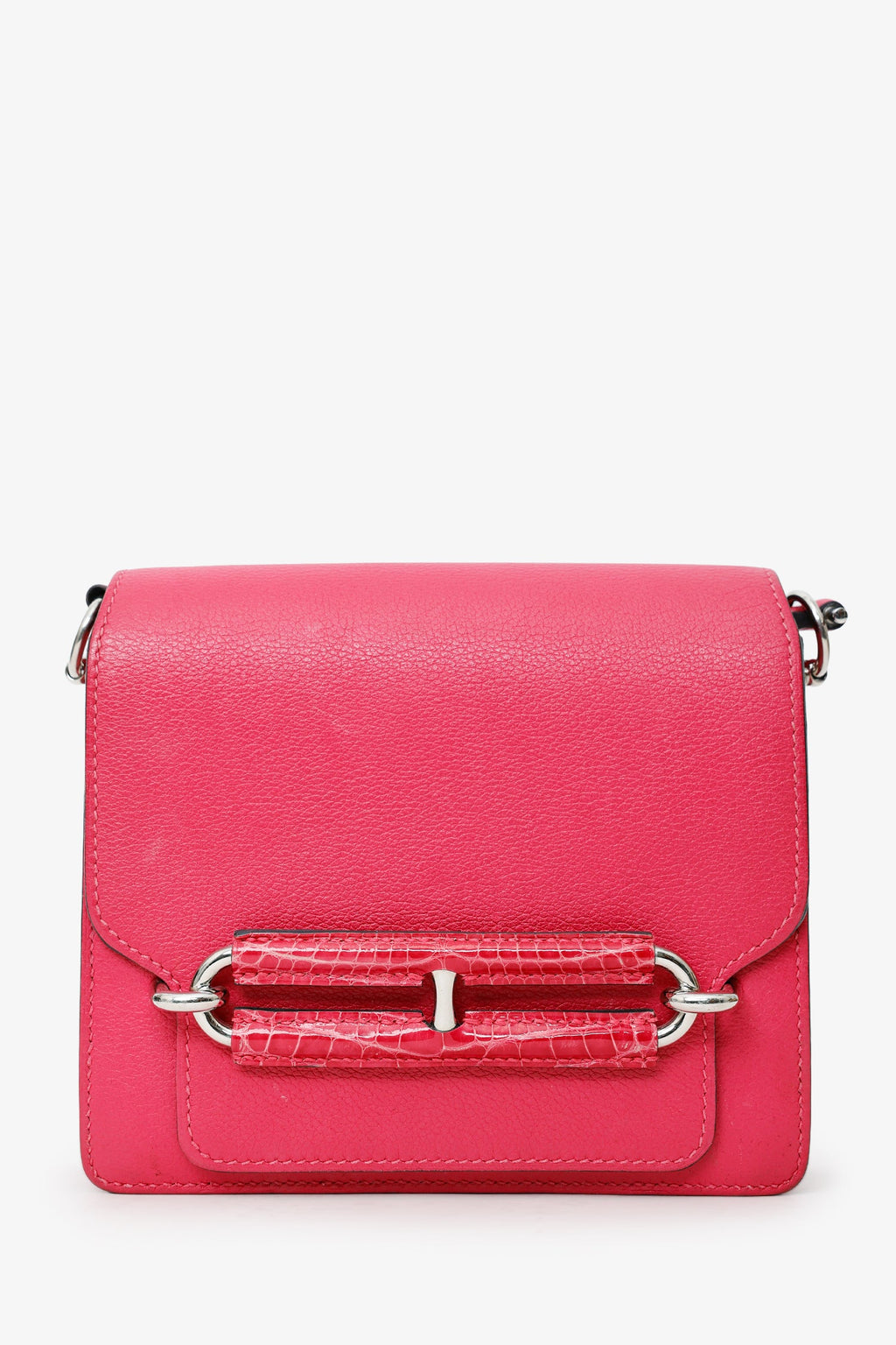 Hermès Pink Evercolour & Alligator Mini Sac Roulis Touch 18