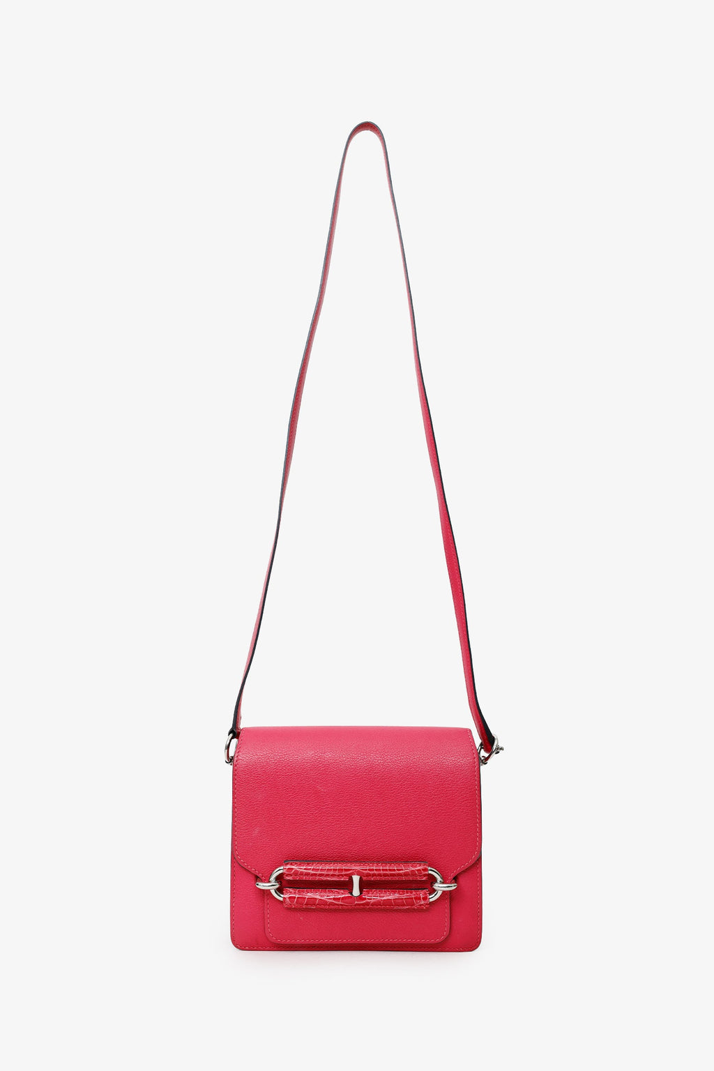 Hermès Pink Evercolour & Alligator Mini Sac Roulis Touch 18