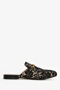 Gucci Black/Cream Lace Fabric Princetown Mules Size 38.5