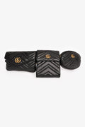 Gucci 2018 Black Marmont Matelasse Multi Pocket Belt Bag