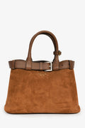 Prada Brown Suede/Leather Buckle Bag With Strap