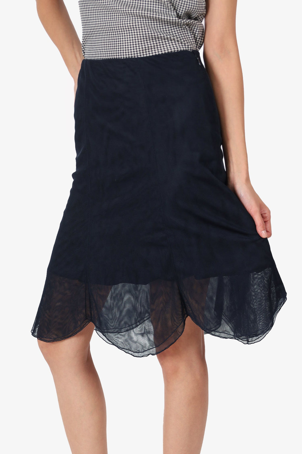 Pre-Loved Chanel™ Black Organza Knee Length Skirt Size 40