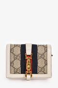 Gucci White Leather GG Supreme Jackie 1961 Compact Wallet