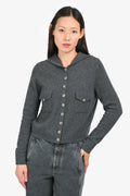 Pre-Loved Chanel™ Grey Cashmere Button Up Sailor igan Size 38