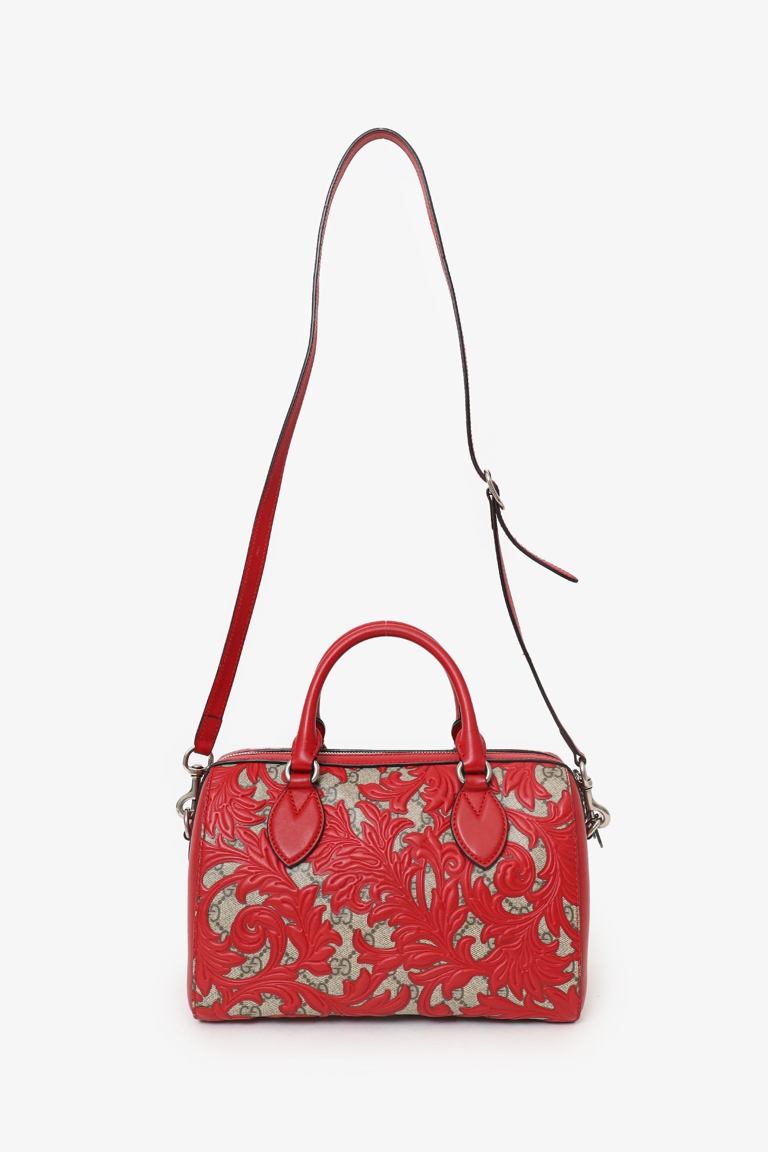 Gucci Supreme Monogram Arabesque Boston Bag with Strap