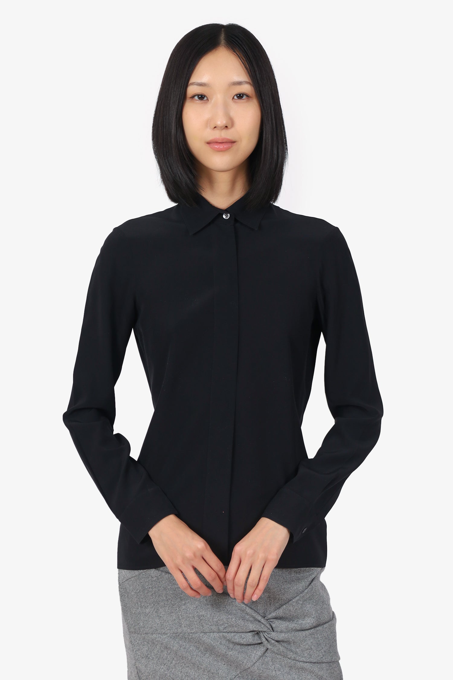 Gucci Black Silk Button Down Blouse Size 38