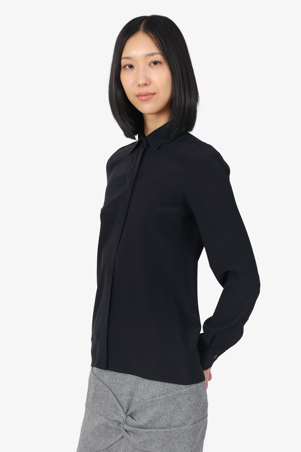 Gucci Black Silk Button Down Blouse Size 38