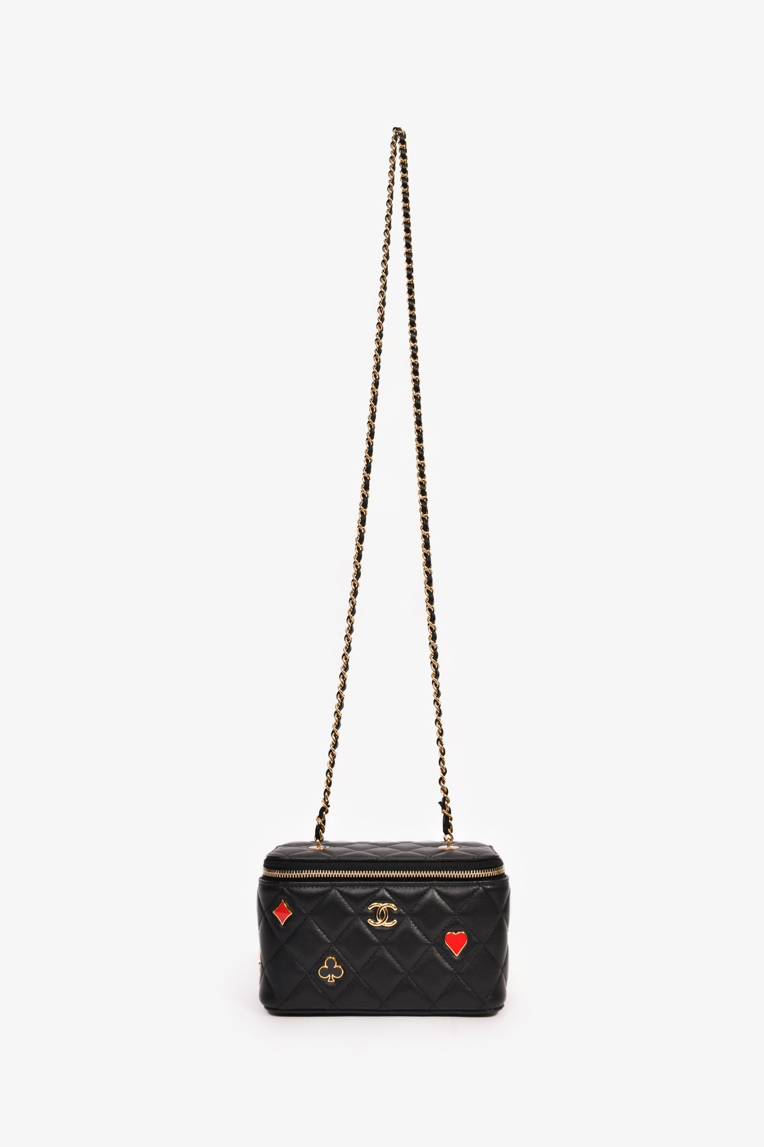 Pre-Loved Chanel™ 2021+ Black Lambskin Leather Coco Casino Small Vanity Case Crossbody