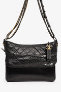 Pre-Loved Chanel™ 2017/18 Black Aged Calfskin Medium Gabrielle Hobo