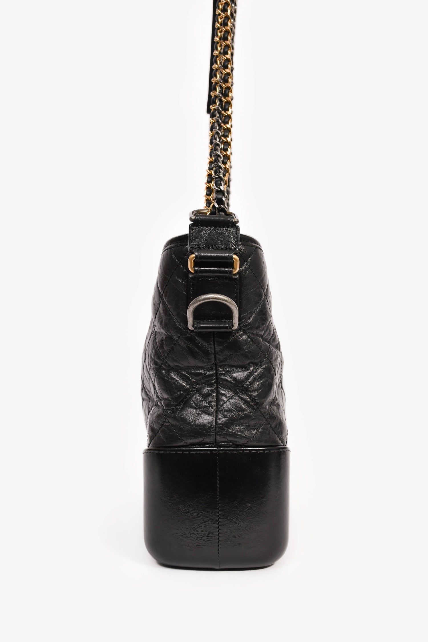Pre-Loved Chanel™ 2017/18 Black Aged Calfskin Medium Gabrielle Hobo
