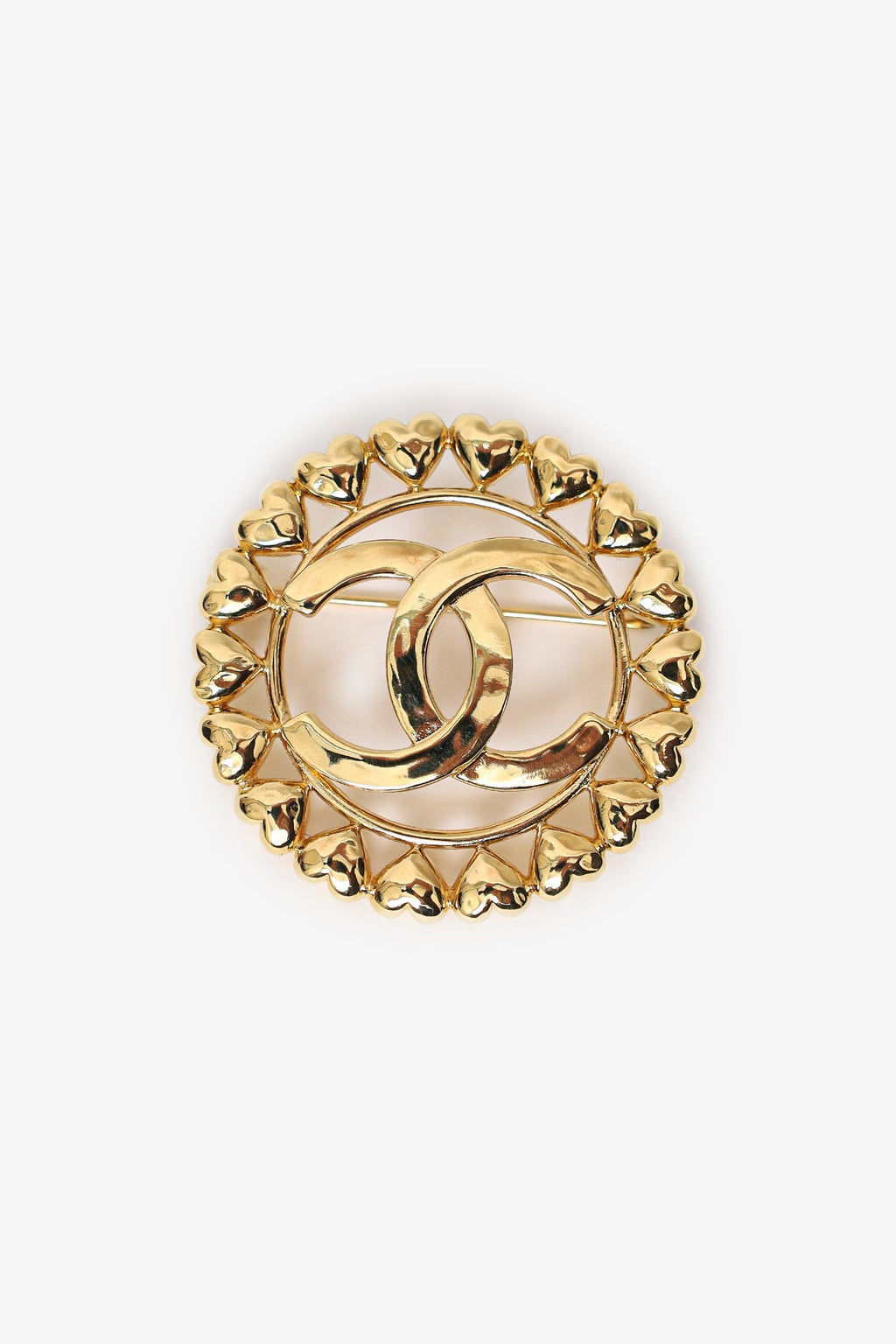 Pre-Loved Chanel™ Gold CC Heart Brooch