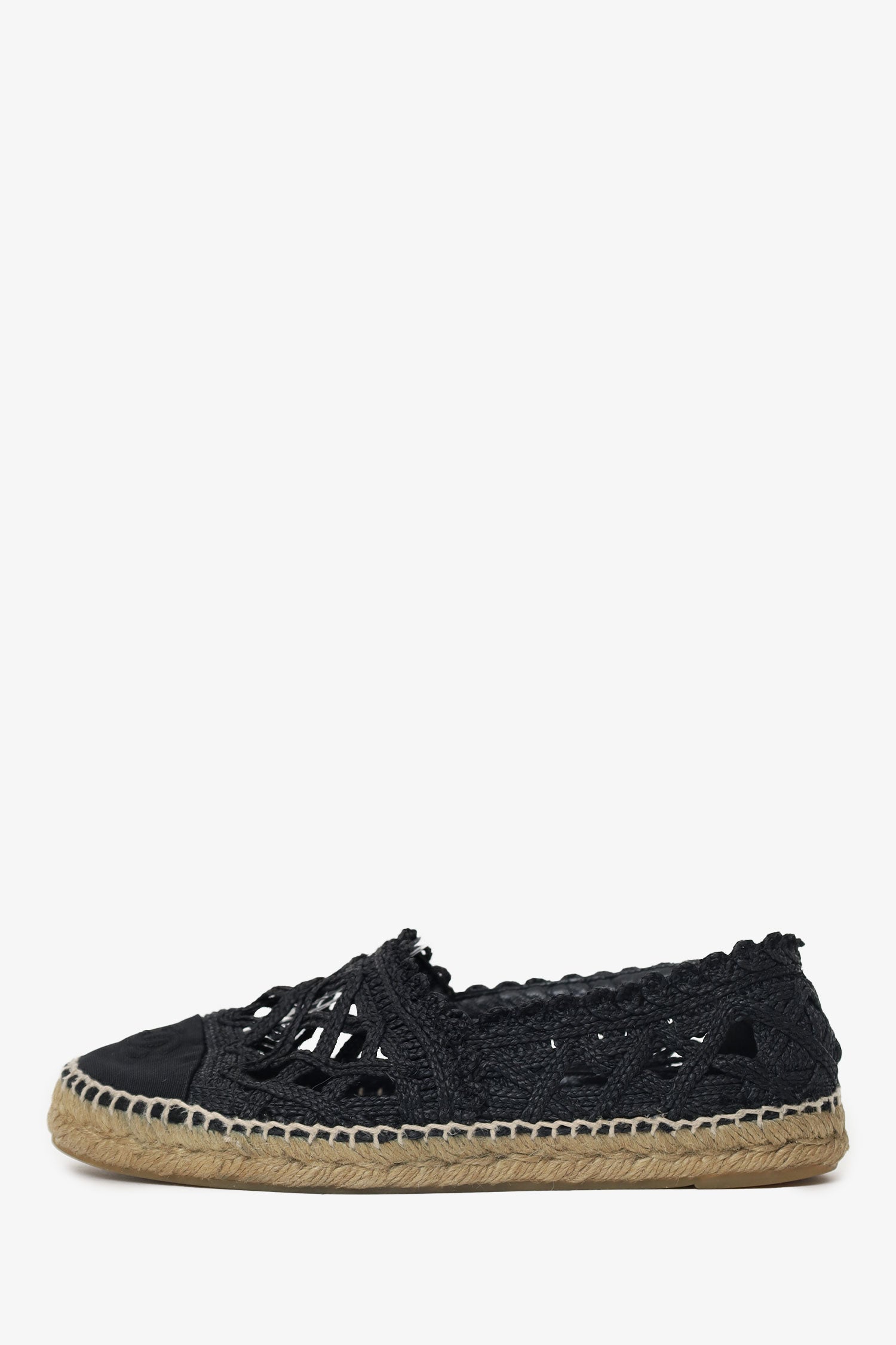 Pre-Loved Chanel™ Black Cut Out Espadrilles Size 40