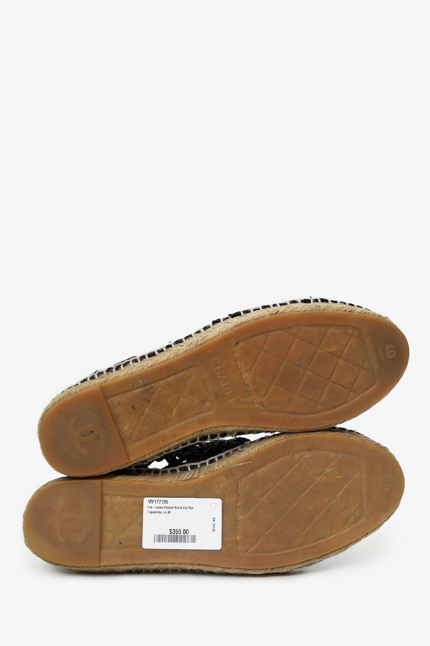 Pre-Loved Chanel™ Black Cut Out Espadrilles Size 40