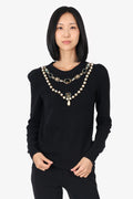 Gucci Black Wool Pearl Neck Sweater Size M