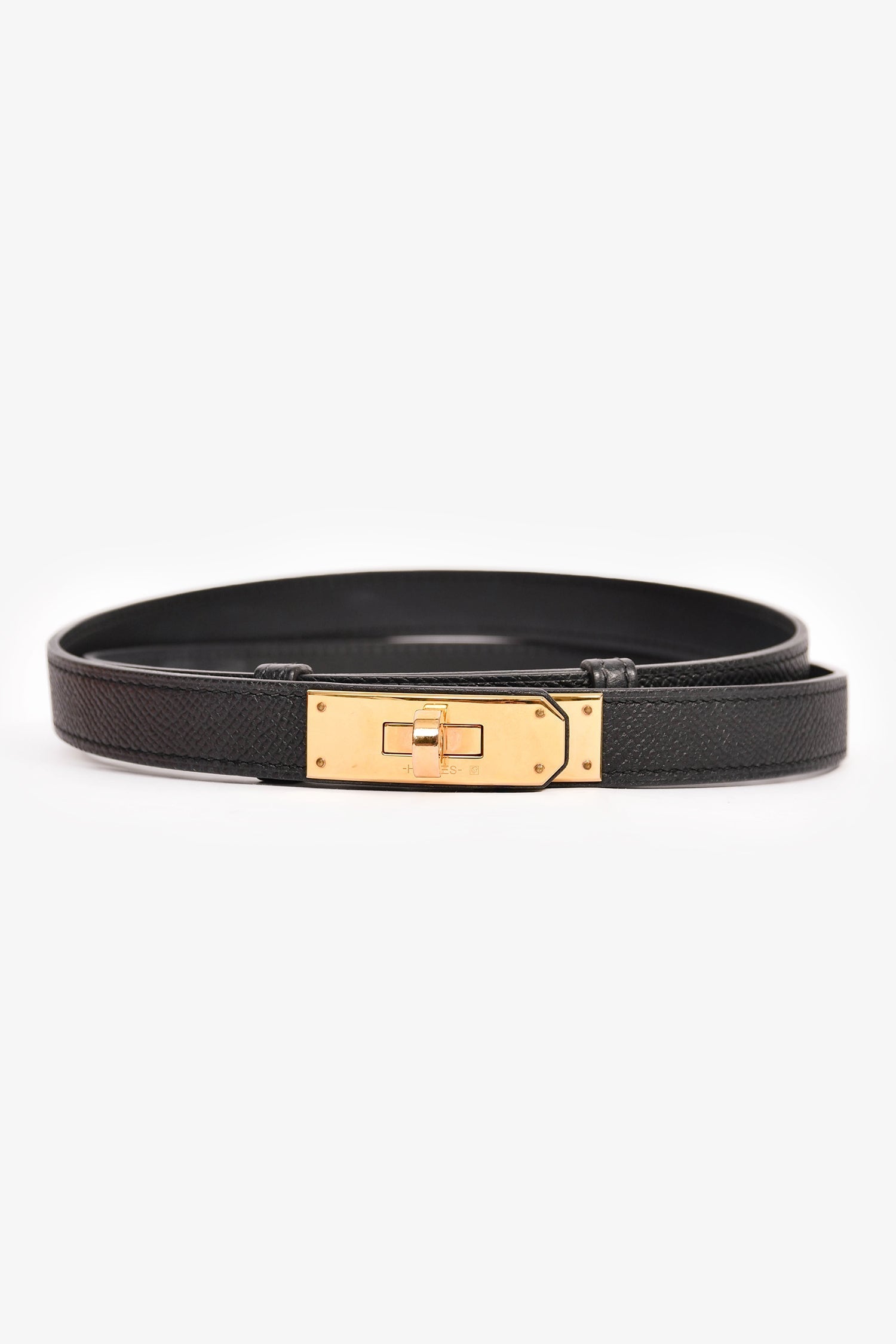 Hermès 2016 Black Epsom Leather Kelly 18 Belt